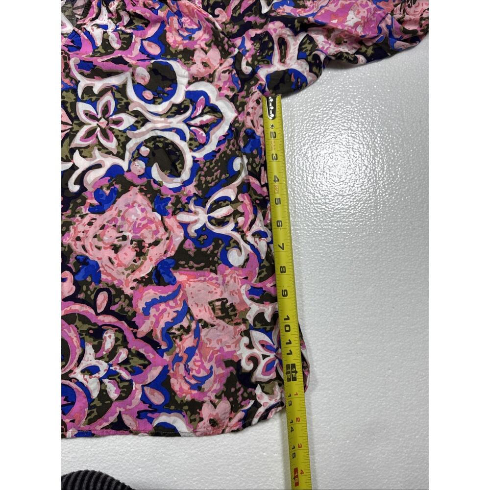 Talbots Petites Top Womens Petite Pink Floral Peasant Boho Long Sleeve Blouse - Picture 6 of 8